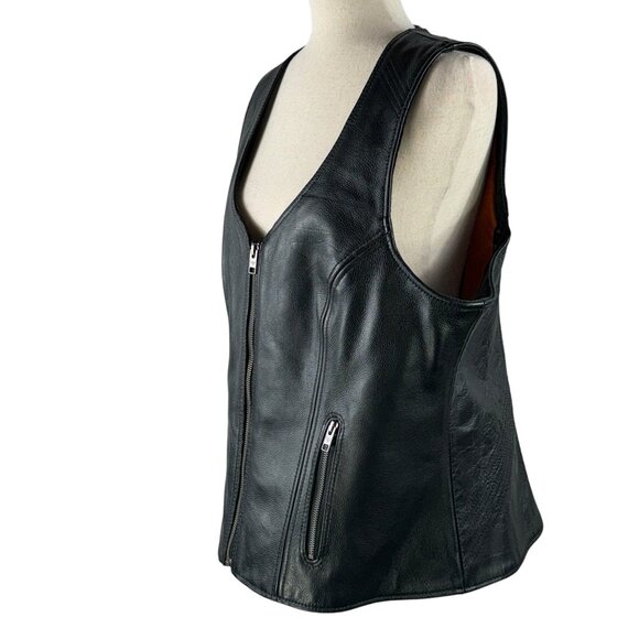 MIKWAUKEE LEATHER Diamond Black Motorcycle Vest Performance Apparel Unis… - Picture 2 of 12